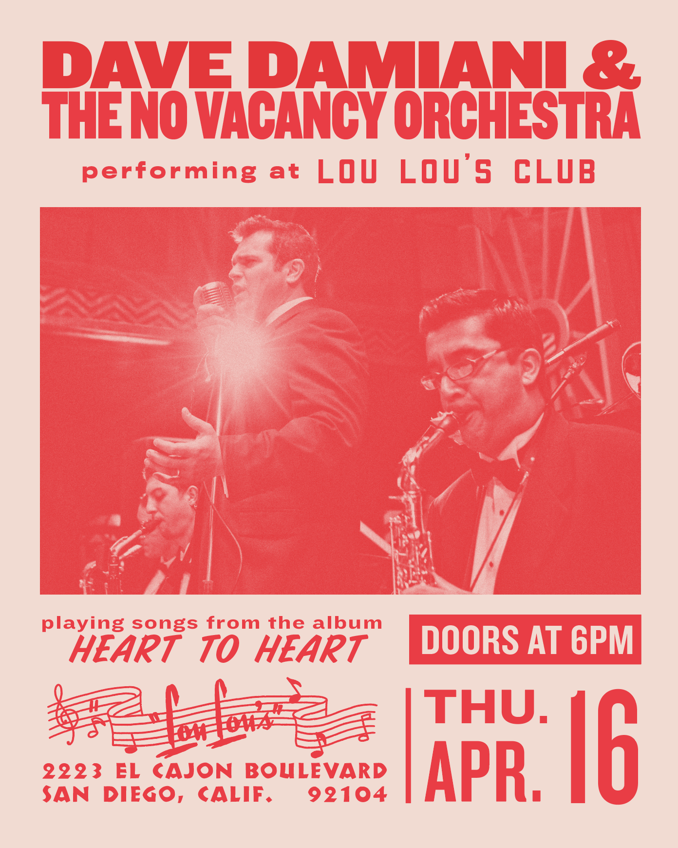 DAVE DAMIANI & THE NO VACANCY ORCHESTRA - LOU LOU'S SAN DIEGO